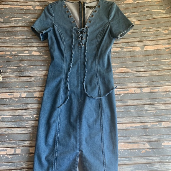 Guess shaylay denim push up lace up dress - Picture 2 of 8
